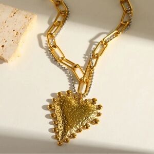 Trendy Heart Pendant Double Necklace